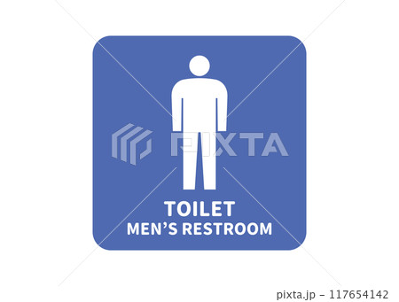 トイレマーク 青色の男性用トイレの看板 標識 ピクトグラムのイラスト 透過素材 117654142