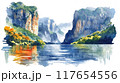 Watercolor Illustration of Sumidero Canyon in Chiapas 117654556