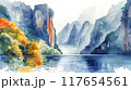 Watercolor Illustration of Sumidero Canyon in Chiapas 117654561