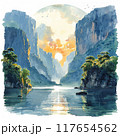 Watercolor Illustration of Sumidero Canyon in Chiapas 117654562