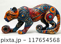 Intricate Wooden Jaguar Alebrije Sculpture with Traditional Mexican Patterns 117654568