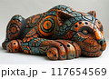 Intricate Wooden Jaguar Alebrije Sculpture with Traditional Mexican Patterns 117654569