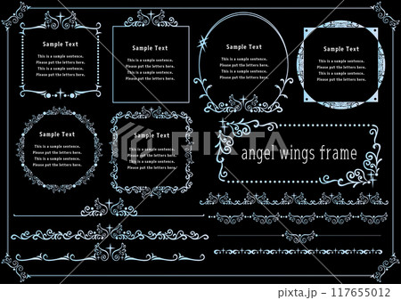 ビンテージカリグラフィ風フレーム素材21＜翼・天使＞ 117655012