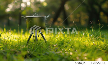 Camping pot setup. Generative AI Camping pot setup. Generative AI 117655164