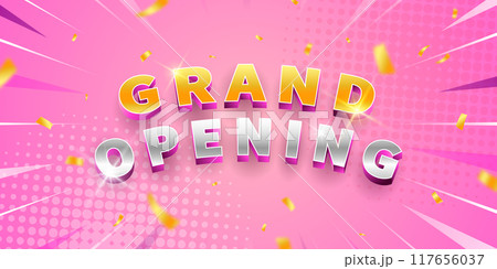 Design your opening card with ribbon. Beautiful business sign template vector illustration Design your opening card with ribbon. Beautiful business sign template vector illustration 117656037