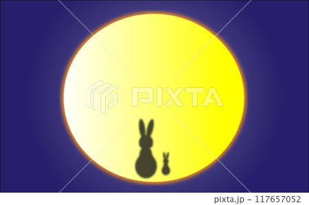 満月の前で座るウサギのシルエット 満月の前で座るウサギのシルエット 117657052
