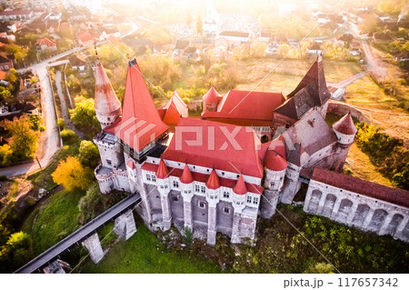 Spiked roofs of Hunyadi Castle Spiked roofs of Hunyadi Castle 117657342
