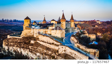 Aerial view of Kamianets Podilskyi fort Aerial view of Kamianets Podilskyi fort 117657467