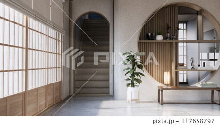 Modern japan room wooden floor on wall design. 117658797