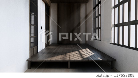 Modern japan room wooden floor on wall design. 117658809