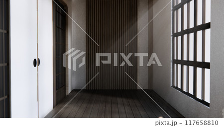 Modern japan room wooden floor on wall design. 117658810