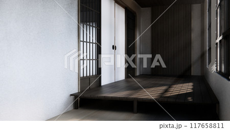 Modern japan room wooden floor on wall design. 117658811