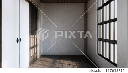 Modern japan room wooden floor on wall design. 117658812
