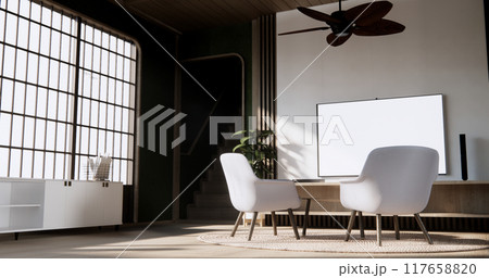 Cabinet wall in living room interior modern minimalist style. 117658820