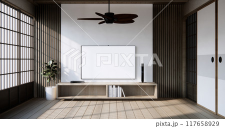 abinet wooden design on white room interior modern style. 117658929