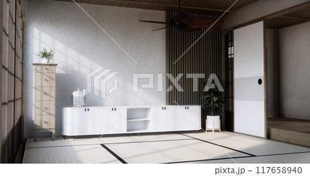 abinet wooden design on white room interior modern style. 117658940