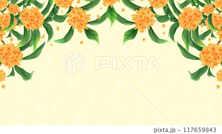 金木犀　秋のフレーム背景　16:9 117659843