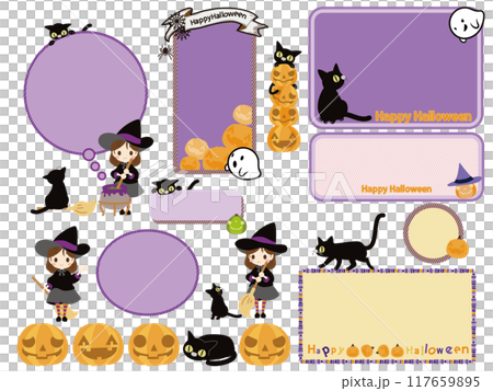 Witch and black cat no background 117659895