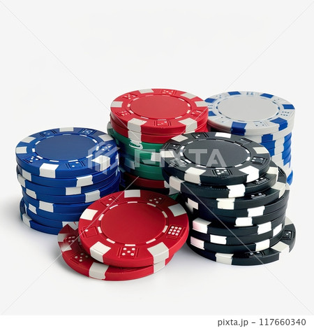 poker chips Isolated on white background, centered 117660340