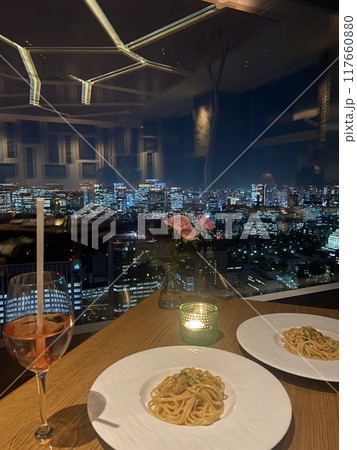 ホテルディナー_ウニクリームパスタ ホテルディナー_ウニクリームパスタ 117660880