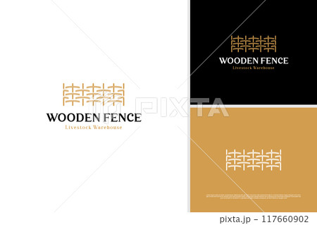 Wooden fence livestock barn logo design template Wooden fence livestock barn logo design template 117660902