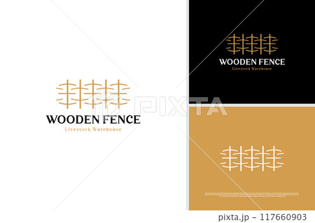 Wooden fence livestock barn logo design template Wooden fence livestock barn logo design template 117660903