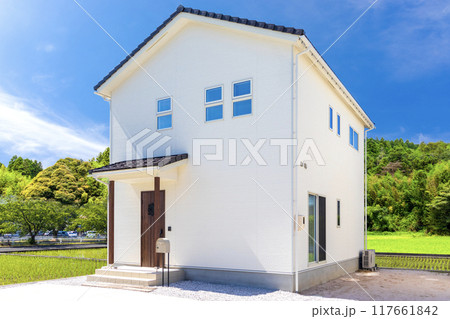 新築住宅外観　白い家 117661842