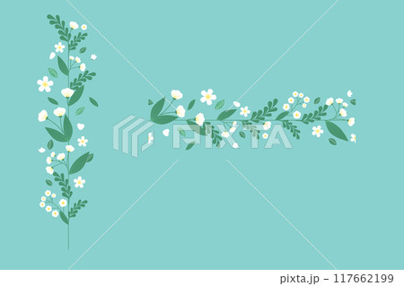 Spring art Flower with leaves botanical 117662199