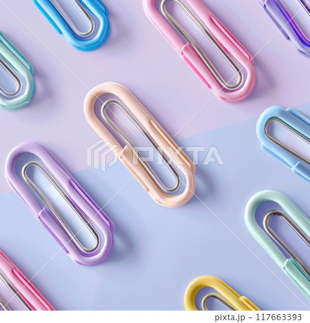A vibrant array of colorful paper clips...のイラスト素材 [117663393] - PIXTA