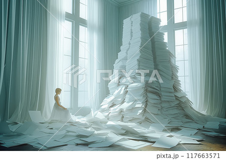 The paper document art, extremely minimalistic The paper document art, extremely minimalistic 117663571