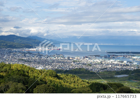 青い海と木々に囲まれた静岡県の清水港　駿河湾 117665733