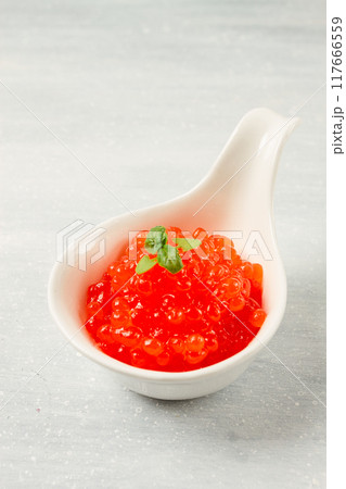 Red caviar, imitation, on a light background, close-up, no people, Red caviar, imitation, on a light background, close-up, no people, 117666559