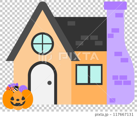 Hand drawn cute Halloween Decorated House Hand drawn cute Halloween Decorated House 117667131