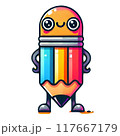 鉛筆に生命を宿らせたポップなイラスト 117667179