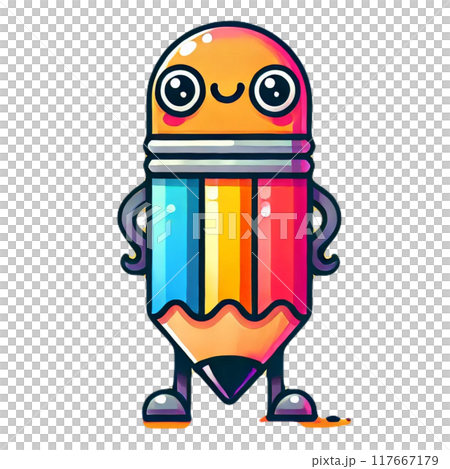 鉛筆に生命を宿らせたポップなイラスト 117667179
