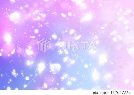 花びらが舞う神秘的で幻想的なきらきら光るグラデーション背景壁紙イラストテクスチャ【青、ピンク、紫】 117667222
