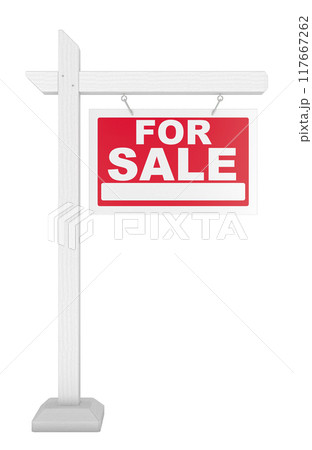 For Sale, real estate sign. 3D rendering 117667262