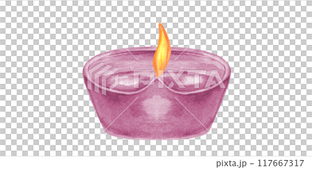 Pink Oil Diwali Diya Lamp with burning flame watercolor abstract illustration. Holiday burning candle lamp for festivals and religious celebrations. Happy Deepawali festival greeting cards. 117667317