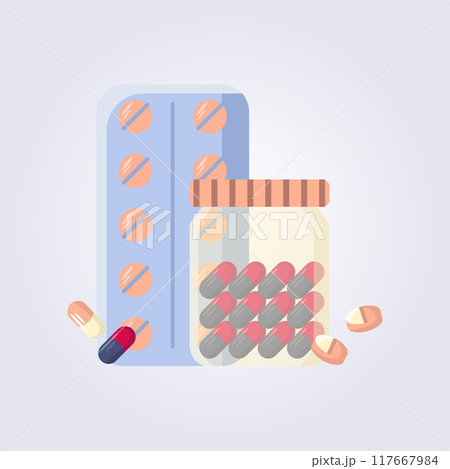 Medication vector illustration design icon symbol, for medical template element design 117667984