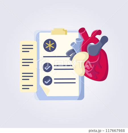Cardiology report illustration vector flat icon template element graphic design 117667988