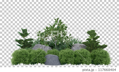 vegetation nature plant green natural environment foliage background 3d render. landscape tree jungle summer forest leaf tropical garden ecology grass. flora isolated park bush wild tropic. 117668404