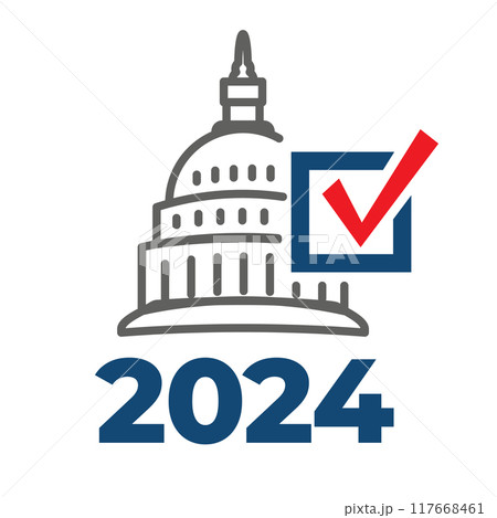 Voting 2024 Icon with Vote, Government, and Patriotic Symbolism and Colors 117668461