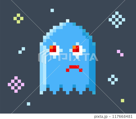 8 bit ghost. monster in old game. 8 bit ghost. monster in old game. 117668481