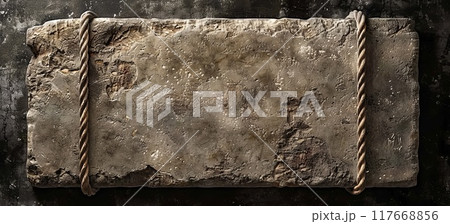 Stone empty board. Rock billboard frame panel. Gray cobble block template. Cracked granite brick plate Stone empty board. Rock billboard frame panel. Gray cobble block template. Cracked granite brick plate 117668856