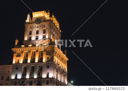 The gates of Minsk at night. Illumination of the gates of Minsk 117669223