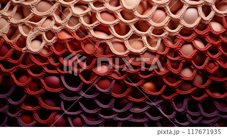 Materials crochet textures enrich the backgrounds emphasizing the Materials crochet's intricate weave. Materials crochet offers visual and tactile richness 117671935