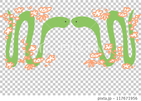 New Year's illustration of two snakes and pine, bamboo and plum New Year's card Lucky item Pine, bamboo and plum 117671956