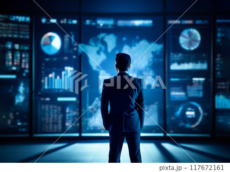 テクノロジーとグローバルビジネスマン テクノロジーとグローバルビジネスマン 117672161