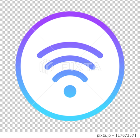青紫色のグラデーション｜Wi-Fiマーク 117672371