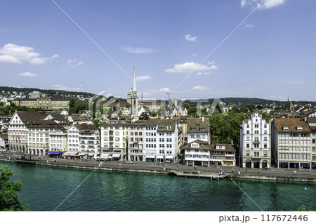 Cityscape of downtown Zurich in Switzerland on sunny day in summer 117672446